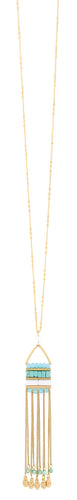 Gold Chain with Turquoise Beads and Gold Tassel Necklace