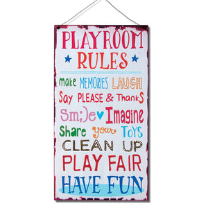 Playroom Rules Wall Sign