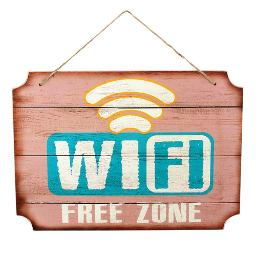 'Wifi Free Zone' Wood Wall Decor
