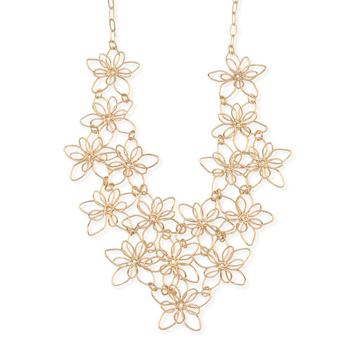 Gold Flower Link Necklace