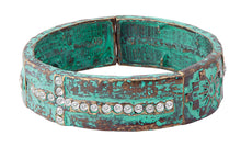Load image into Gallery viewer, Crystal Cross Turquoise Stretch Bracelet