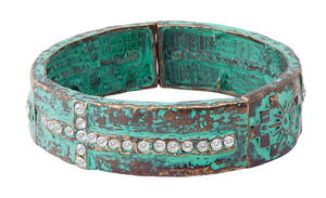 Crystal Cross Turquoise Stretch Bracelet