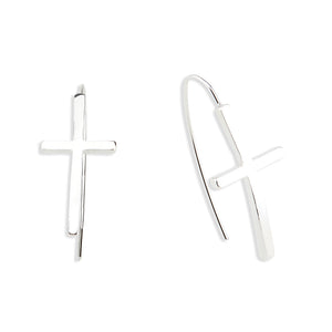 Curved Cross Earrings