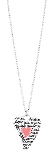 Silver Heart 'Fight like a Girl' Necklace