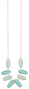 Silver Chain Multi Colored Green Beaded Necklace