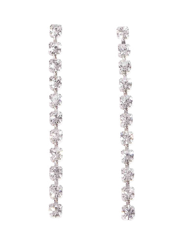 Long Crystal Studded Post Earrings