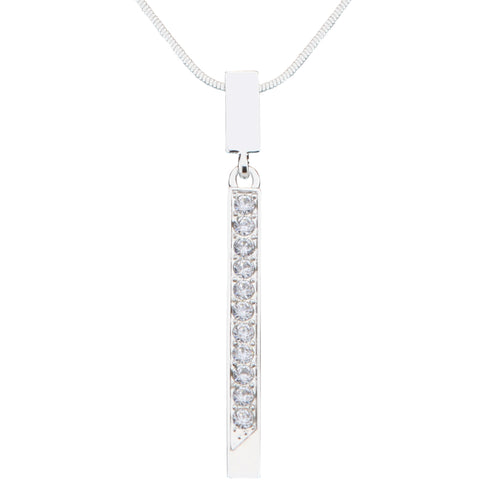 Vertical Bar Crystal Studded Pendant Necklace