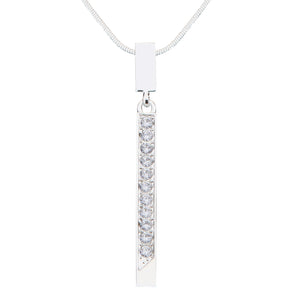 Vertical Bar Crystal Studded Pendant Necklace