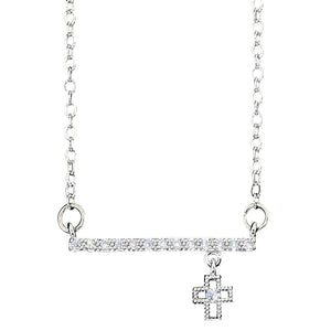 Sparkling Bar and Cross Necklace